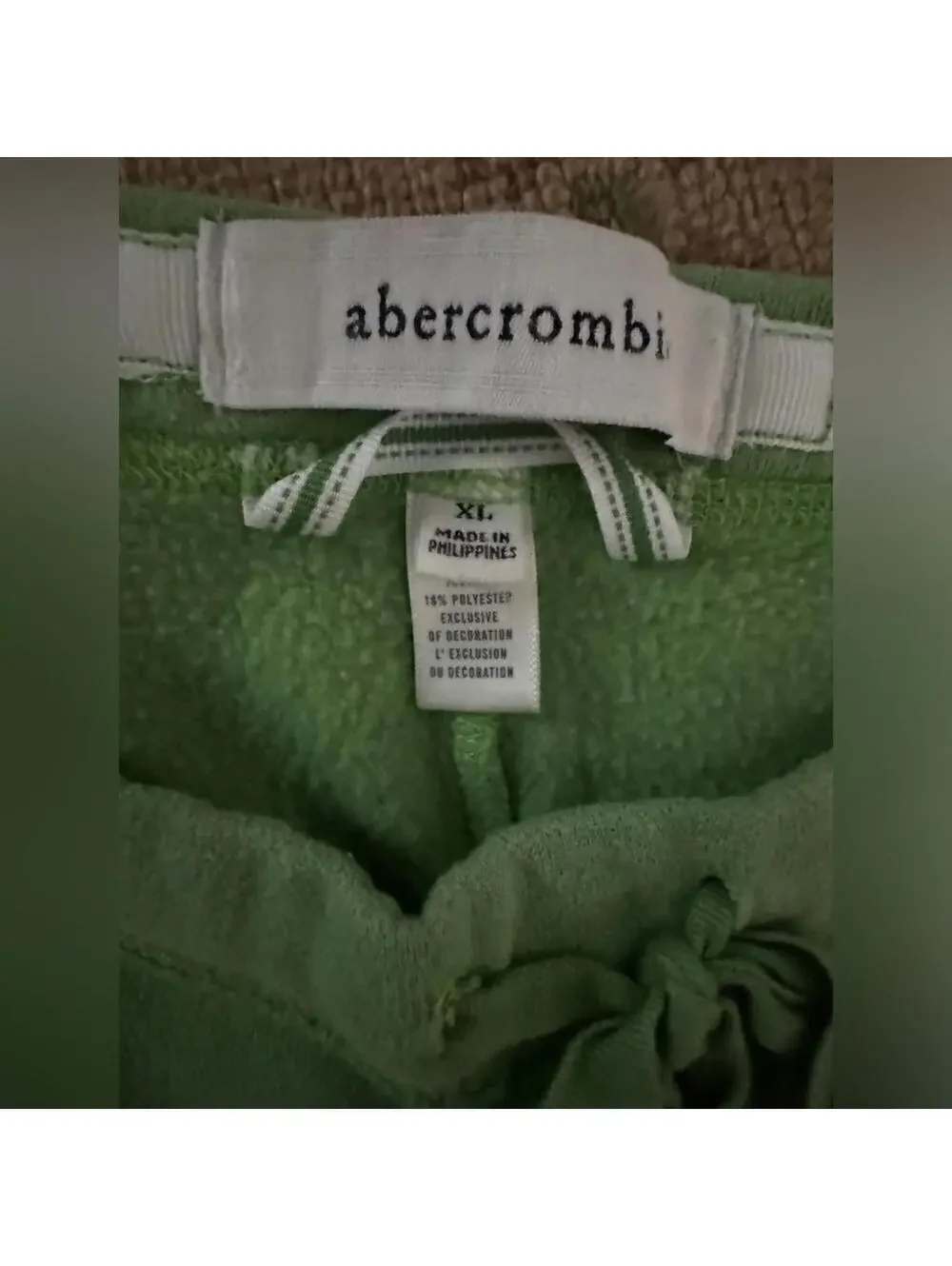 Abercrombie kids bright green sweat shorts with drawsreing waist XL